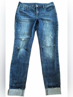 Bootlegger Skinny Mid Distressed Cuffed Stretch Jeans 31W 29L